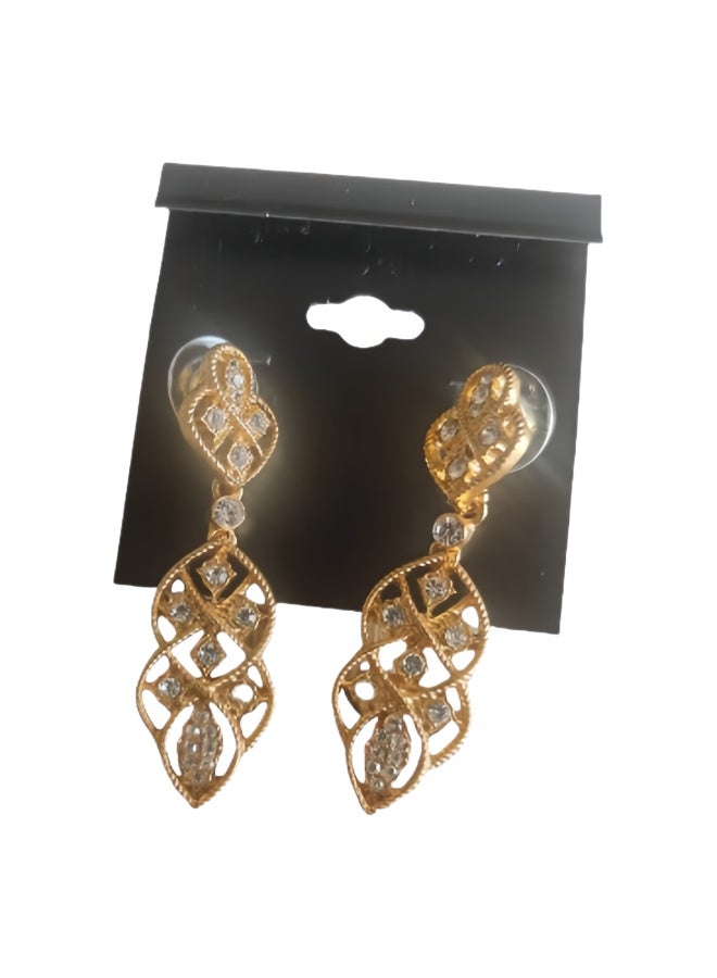 LumiArk Gold - Tone Filigree Drop Earrings with Crystals - Image 2