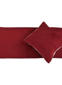 MAYSHA CREATIONS MAYSHA CREATIONS 200TC Solid Quilted Velvet Bed Runner Scarf with Matching Cushion CoversSlipcover Mattress ProtectorBed Linen ScarfDecorative Set for BedroomsHotel RoomsGuest Rooms Maroon  - Image 2
