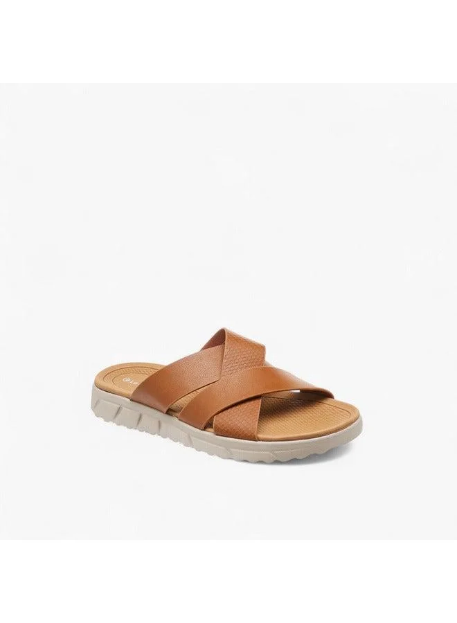 Men Cross Strap Slip-On Sandals