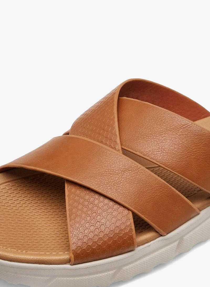 Le Confort TAN Men Cross Strap Slip-On Sandals for Men | Best Price UAE