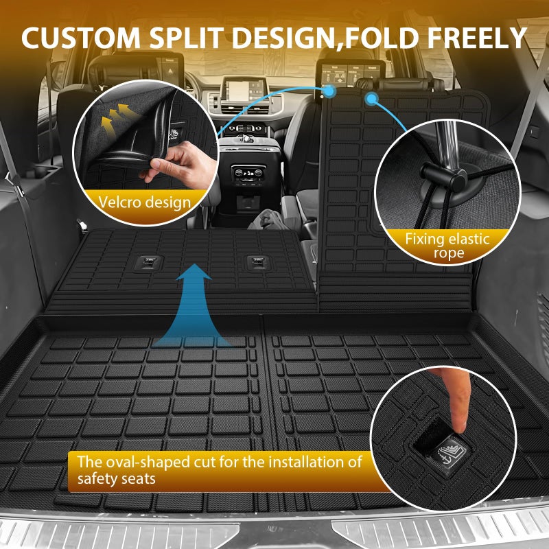 Powerty Floor Mats for 2021-2025 2026 Chevrolet Chevy Tahoe/GMC Yukon 7 Passenger Car Mats, All Weather TPE Custom Cargo Liner Seat Back Covers Protectors Full Set Car Accessories (Not for Yukon XL) - Image 3