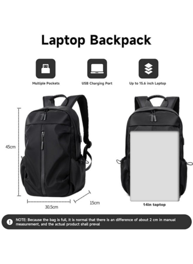 GGEROU Travel Laptop Backpack, Travel Backpacks, Casual Computer Bags with USB 15.6 Inch Computer, Black - Image 2