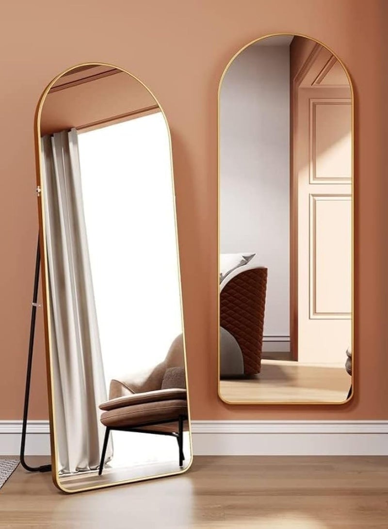 Decorhills Arched Full-Length Mirror – Modern & Elegant Full Body Mirror for Bedroom, Living Room, Makeup Room & Bathroom – Wall-Mounted or Freestanding – Elegant Frame – Large & Durable Design - Image 1