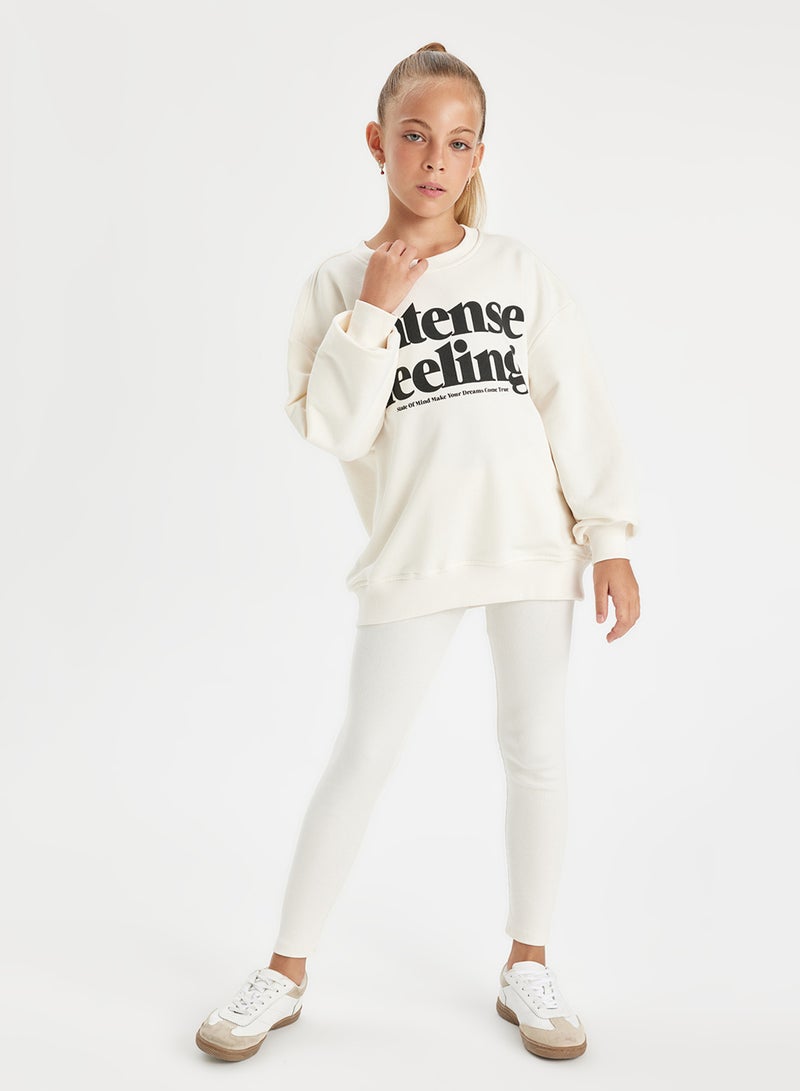 DeFacto Printed Sweatshirt Basic 2-Piece Legging Set  - Image 4