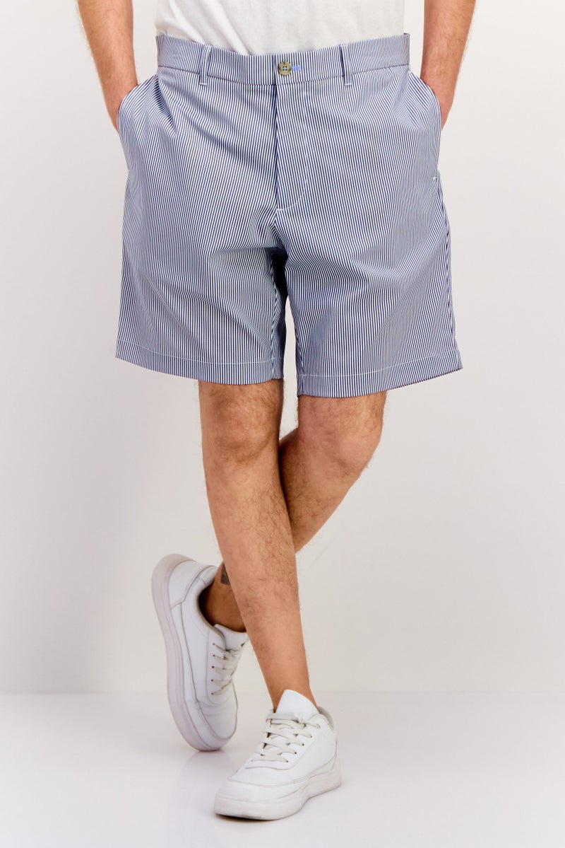 Tailorbyrd شورتات أساسية مخططة للرجال، أبيض - Image 1