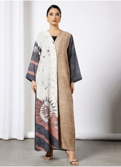 Colourblock Printed Abaya