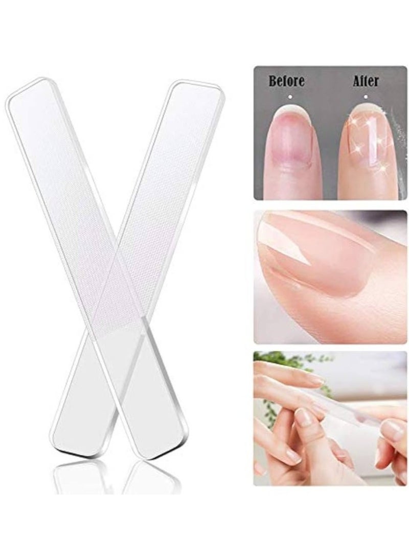 2 Piece Glass Nail Files  With Case Transparent - Image 1