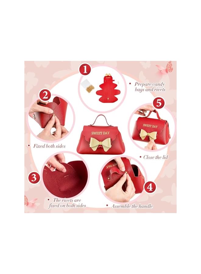 The Bros 10 Pack Leather Bowknot Gift Boxes, Thank You Gift Boxes, Reusable Candy Gift Boxs with Gold Bow, for Bridal Shower Anniverary Birthday Party Wedding Favor Decoration Supplies (5 x 2.7 Inch) (Red) - Image 4