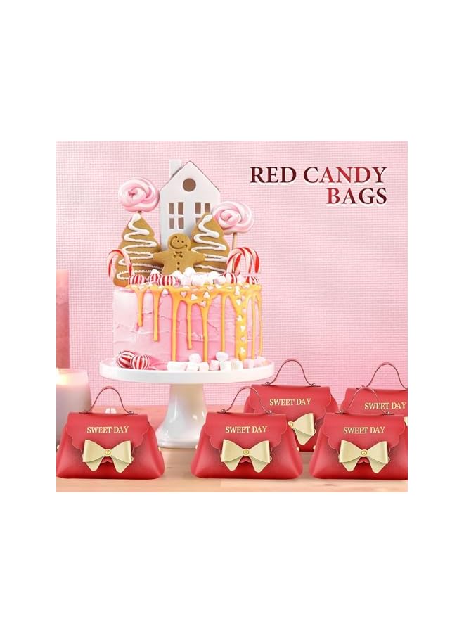 The Bros 10 Pack Leather Bowknot Gift Boxes, Thank You Gift Boxes, Reusable Candy Gift Boxs with Gold Bow, for Bridal Shower Anniverary Birthday Party Wedding Favor Decoration Supplies (5 x 2.7 Inch) (Red) - Image 3