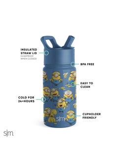Simple Modern Simple Modern Minions Kids Water Bottle with Straw Lid | Reusable Insulated Stainless Steel Cup for Toddlers, School | Summit Collection | 14oz, Minions Unite  - Image 2