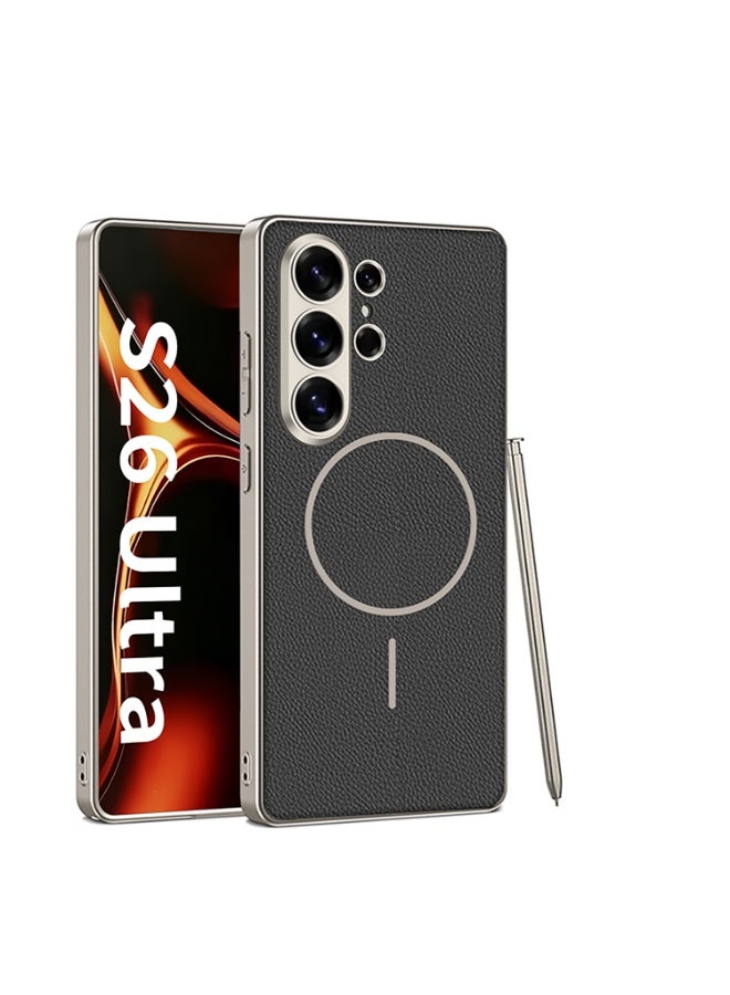GKK Luxury Leather Case with Colorful Magsafe for Samsung Galaxy S26 Ultra (2026) , Ultra-Thin, Anti-Drop, All-Round Protection Phone Cover Support MagSafe Wireless Charging with Pen Slot Design - Pen NOT Included - Image 1