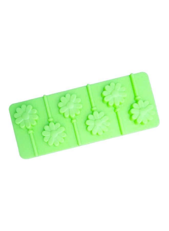 NIBEMINENT 6 Cavity Flower Design Lollipop Mould Green 24x1.5x9.5centimeter - Image 1