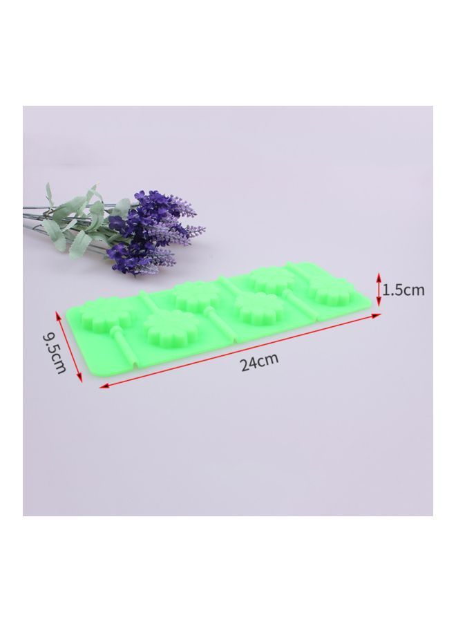 NIBEMINENT 6 Cavity Flower Design Lollipop Mould Green 24x1.5x9.5centimeter - Image 2