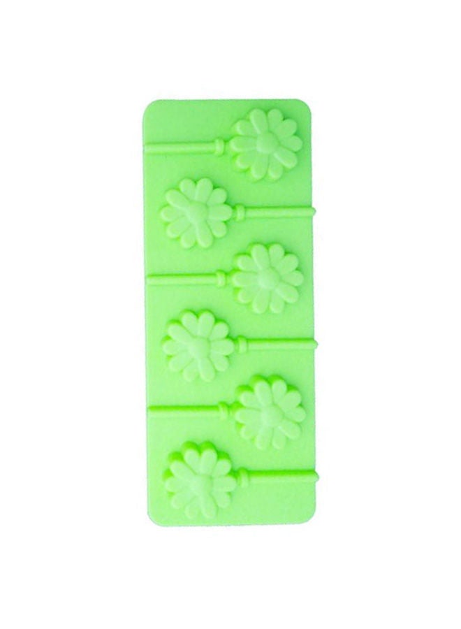 NIBEMINENT 6 Cavity Flower Design Lollipop Mould Green 24x1.5x9.5centimeter - Image 3
