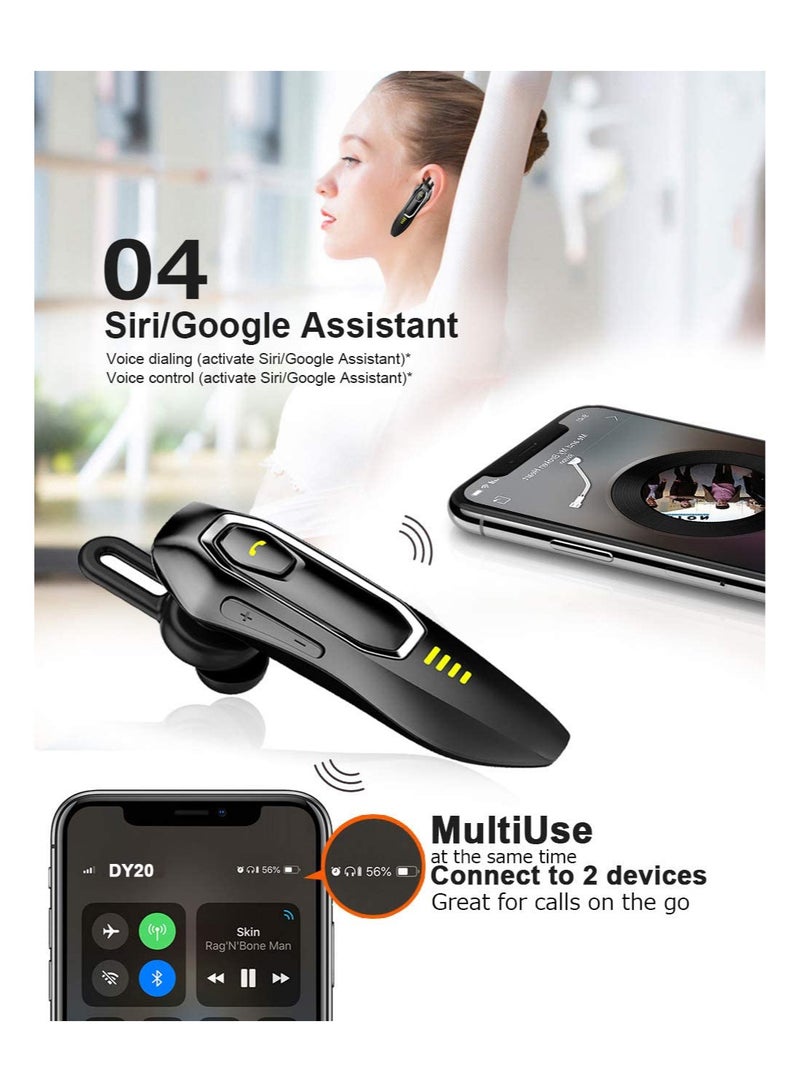 KASTWAVE Bluetooth Earpiece V5.0, HD Voice Noise Cancelling, 30H Talking Time and 15 Days Long Standby, Built-in 220mAh Battery, Handsfree Wireless Bluetooth Headset, for Cell Phone - Image 2