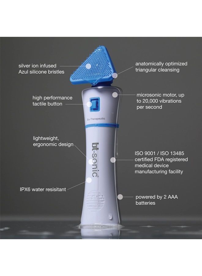 Bio-Therapeutic فرشاة تنظيف بالموجات فوق الصوتية bt-Sonic: احترافية، مقاومة للماء، فرشاة تنظيف ميكروسونيك، رأس تنظيف سيليكون صحي مُحسّن تشريحياً، مختبرة للسلامة CE - Image 3