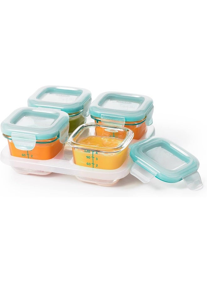 OXO Tot Glass Baby Blocks (4 oz) - Teal - Image 3