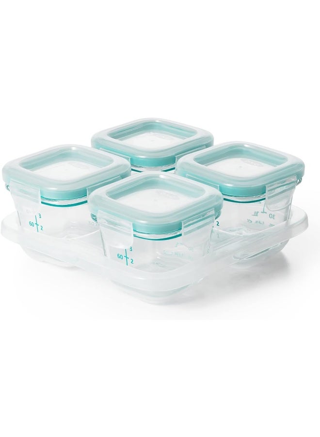 OXO Tot Glass Baby Blocks (4 oz) - Teal - Image 1