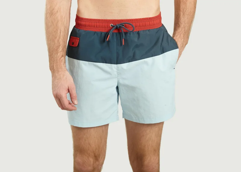 Faguo Faguo Light Blue and Green Swim Trunks