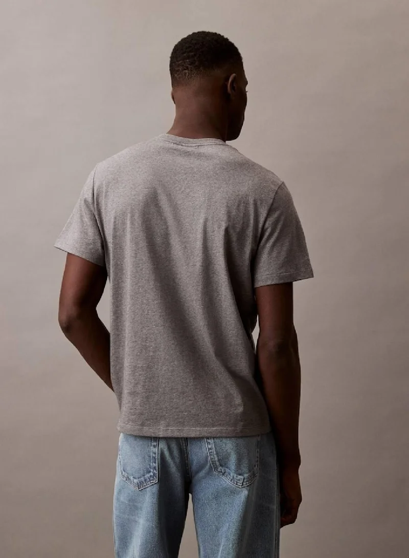 Calvin Klein Jeans Med Grey Htr Monogram Logo Tee for Men | Best Price UAE