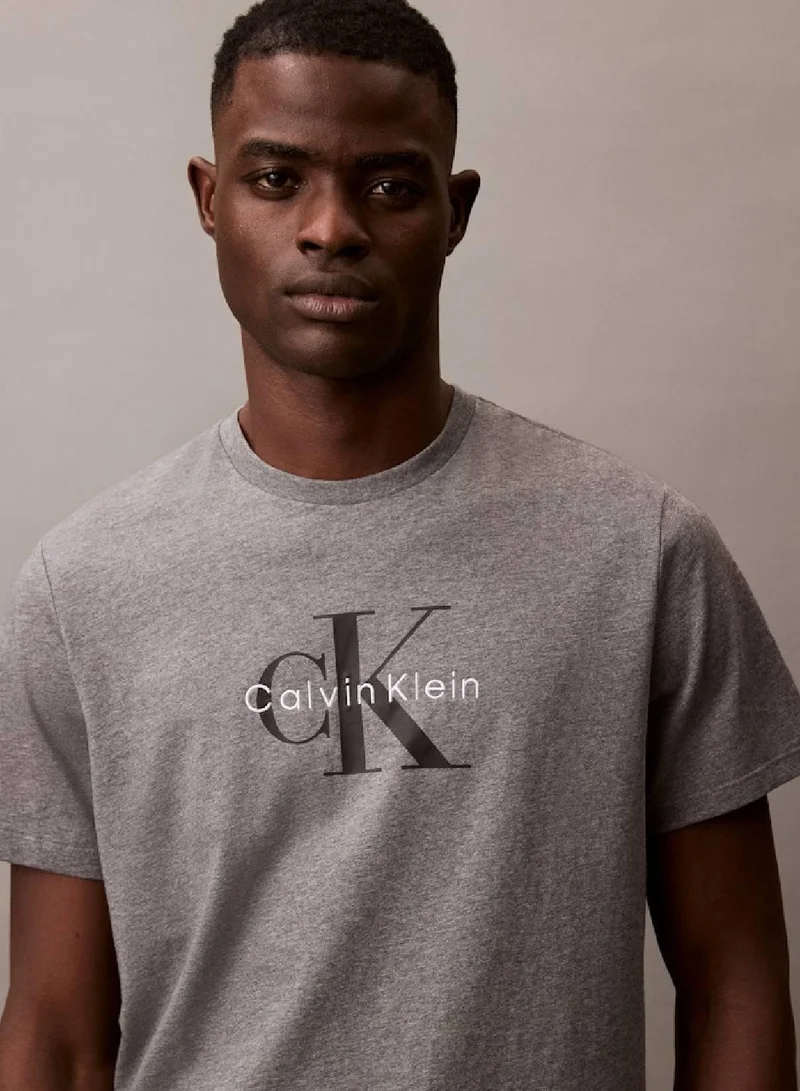 Calvin Klein Jeans Med Grey Htr Monogram Logo Tee for Men | Best Price UAE