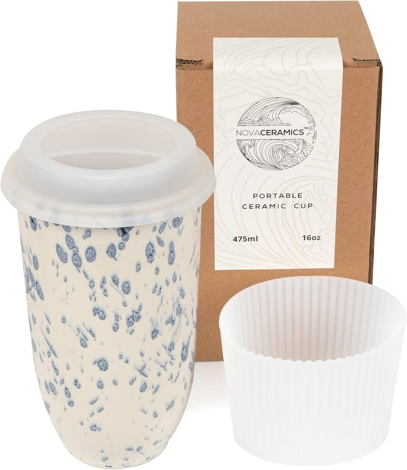 NOVA CERAMICS Travel Coffee Mug Travel Coffee Tumbler  On the Go Coffee Mug  Microwave  Dishwasher Safe Green Coffee Tumbler  Gifts For Women Men Him Her  16oz  Orchid - Image 1
