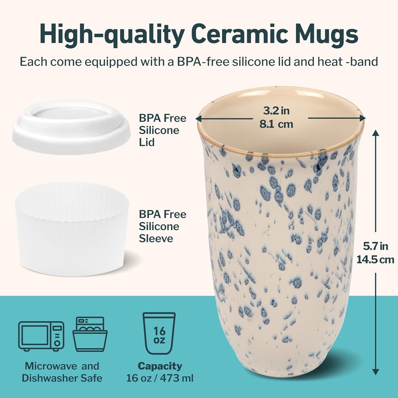 NOVA CERAMICS Travel Coffee Mug Travel Coffee Tumbler  On the Go Coffee Mug  Microwave  Dishwasher Safe Green Coffee Tumbler  Gifts For Women Men Him Her  16oz  Orchid - Image 3
