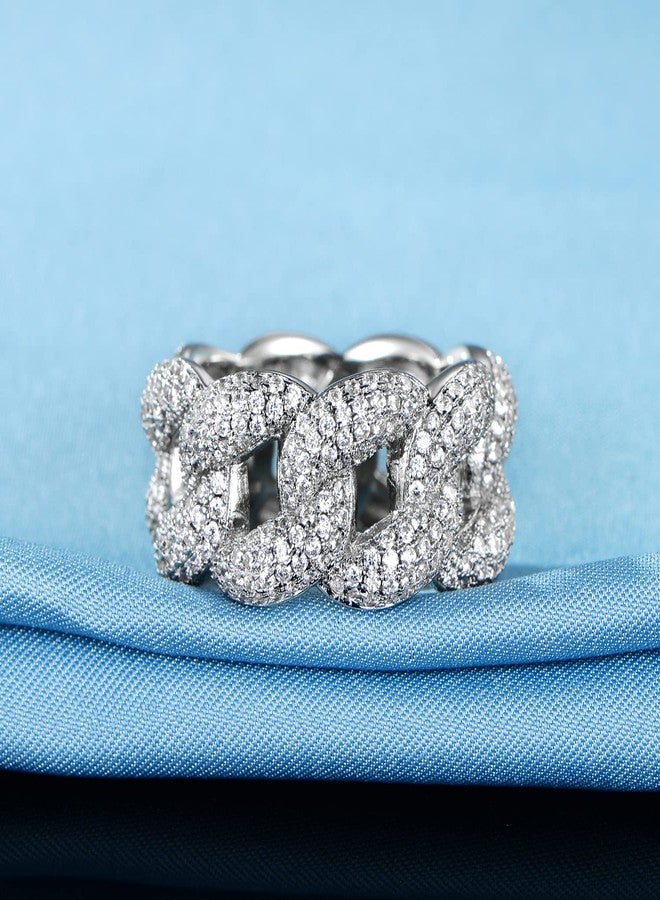 Gemsme 14K Gold Plated Cubic Zirconia Cuban Statment Ring for Women (9.5) - Image 3