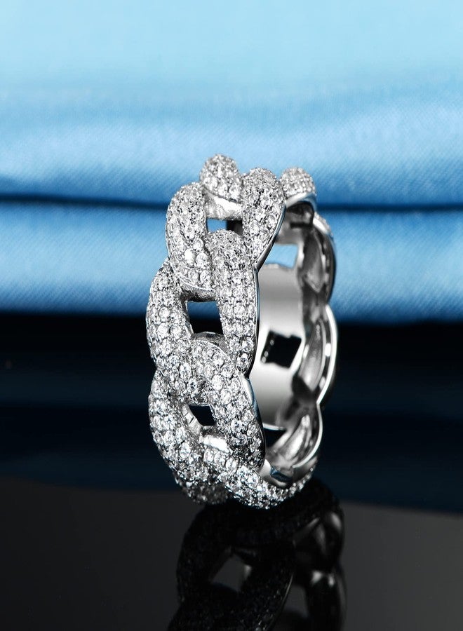 Gemsme 14K Gold Plated Cubic Zirconia Cuban Statment Ring for Women (9.5) - Image 4
