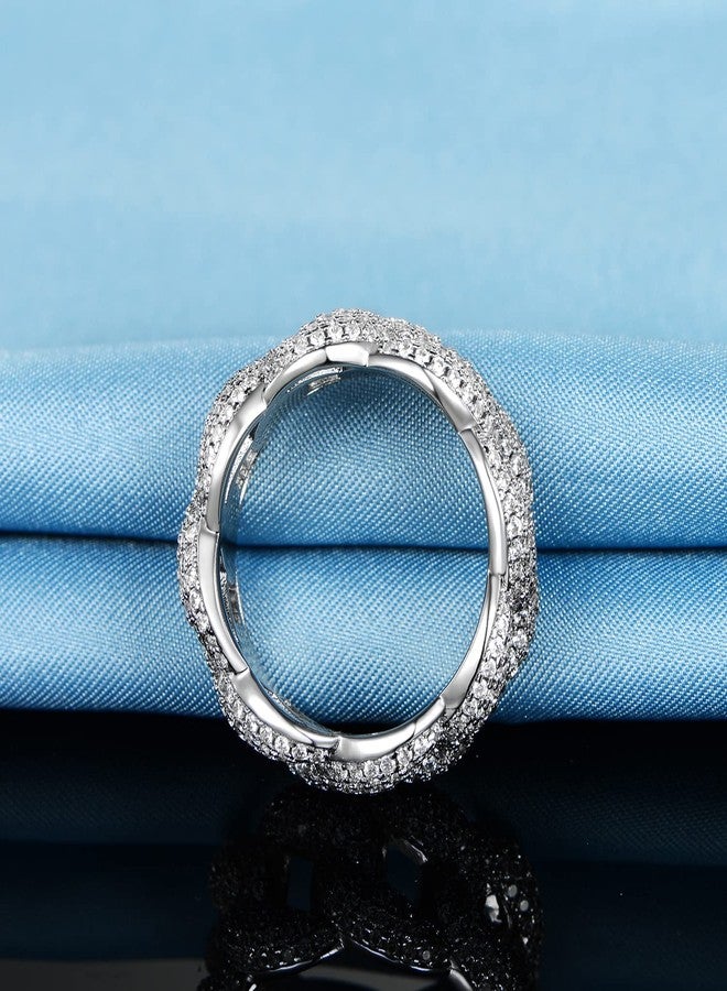 Gemsme 14K Gold Plated Cubic Zirconia Cuban Statment Ring for Women (9.5) - Image 5
