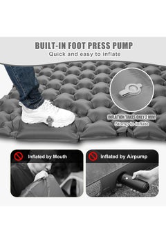 Arabest Double Sleeping Pad for Camping, 78''X49''X3.9'' Large Self Inflating Camping Sleeping Pad with Pillow Built-in Pump Portable 2 Person Camping Pad for Hiking, Backpacking, Tent Air Mattress(Grey)  - Image 2