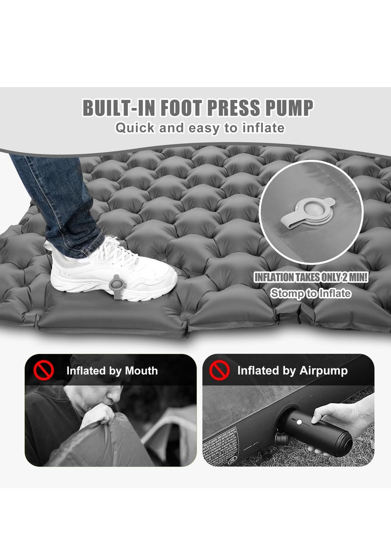 Arabest - Double Sleeping Pad for Camping, 78''X49''X3.9'' Large Self Inflating Camping Sleeping Pad with Pillow Built-in Pump Portable 2 Person Camping Pad for Hiking, Backpacking, Tent Air Mattress(Grey) - Image 1