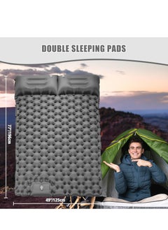 Arabest Double Sleeping Pad for Camping, 78''X49''X3.9'' Large Self Inflating Camping Sleeping Pad with Pillow Built-in Pump Portable 2 Person Camping Pad for Hiking, Backpacking, Tent Air Mattress(Grey)  - Image 3