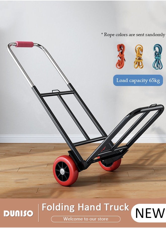 DUNISO Folding Hand Truck , Moving Hand Truck with Wear-resistant Silent Wheel, Heavy Folding Hand Truck, Truck Cart with Retractable Handle and Toughened Steel Pipe, for Factory Warehouse, Moving Storage and More  - Image 1