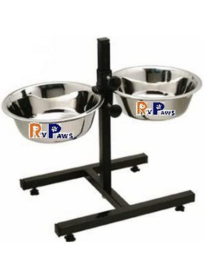 حامل وعاء طعام مزدوج من الفولاذ المقاوم للصدأ على شكل حرف H للكلاب (كبير) - Image 1