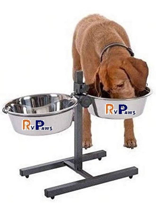 حامل وعاء طعام مزدوج من الفولاذ المقاوم للصدأ على شكل حرف H للكلاب (كبير) - Image 4