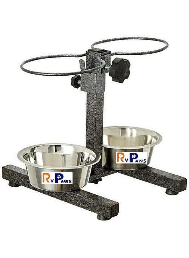 حامل وعاء طعام مزدوج من الفولاذ المقاوم للصدأ على شكل حرف H للكلاب (كبير) - Image 5