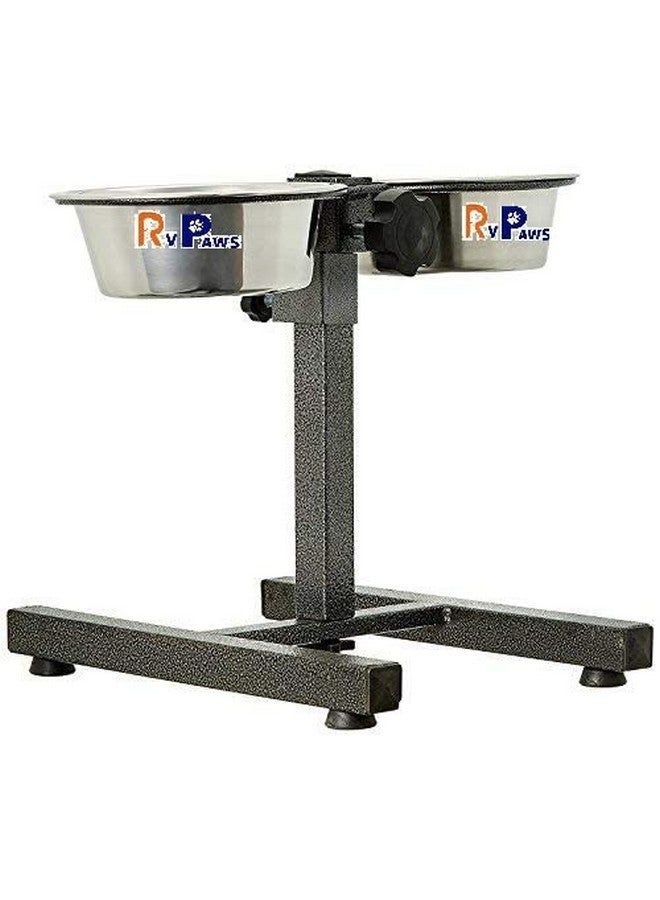 حامل وعاء طعام مزدوج من الفولاذ المقاوم للصدأ على شكل حرف H للكلاب (كبير) - Image 3