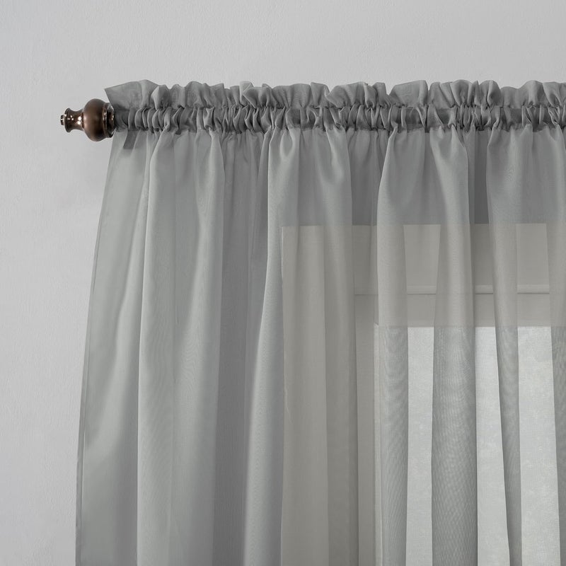 نو. 918 رقم 918 53566 لوحة ستارة من الشيفون الشفاف إميلي مع جيب قضيب، مقاس 59 × 95 بوصة، فحمي - Image 2