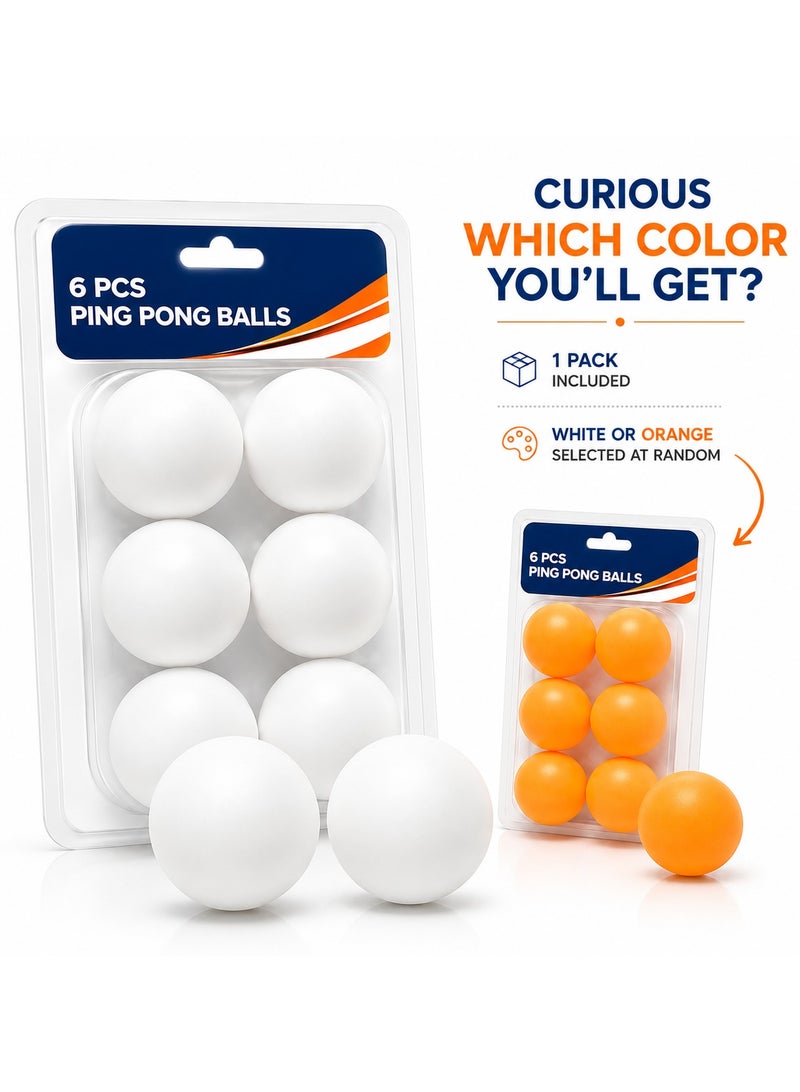 Lukadah 6 PCS Ping Pong Balls, Table Tennis Balls, White & Orange Plastic Practice Balls, Durable Lightweight Indoor Game Balls for Home, School, Office, Club, Training & Recreation - Image 1