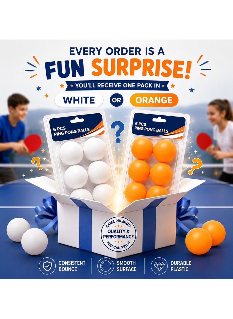 Lukadah 6 PCS Ping Pong Balls, Table Tennis Balls, White & Orange Plastic Practice Balls, Durable Lightweight Indoor Game Balls for Home, School, Office, Club, Training & Recreation - Image 3