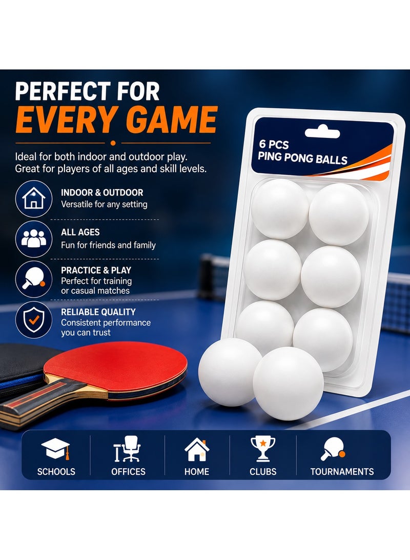 Lukadah 6 PCS Ping Pong Balls, Table Tennis Balls, White & Orange Plastic Practice Balls, Durable Lightweight Indoor Game Balls for Home, School, Office, Club, Training & Recreation - Image 5