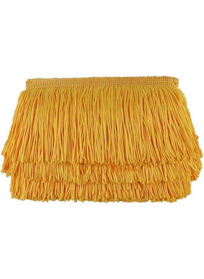 Fringe Trim Lace Polyerter Fibre Tassel 4inch Wide 10 Yards Long for Clothes Accessories Latin Wedding Dress DIY Lamp Shade Decoration Black (Golden Yellow)  - Image 1