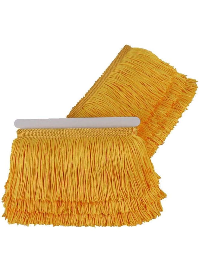 Fringe Trim Lace Polyerter Fibre Tassel 4inch Wide 10 Yards Long for Clothes Accessories Latin Wedding Dress DIY Lamp Shade Decoration Black (Golden Yellow)  - Image 2