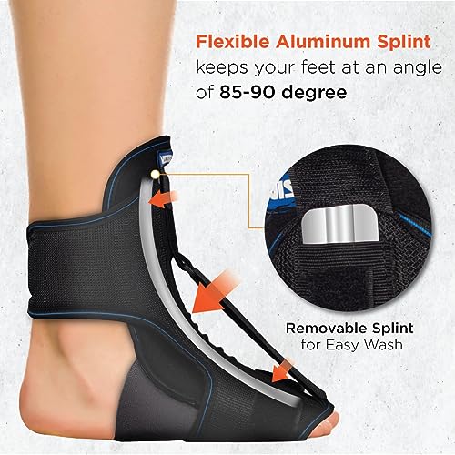 Vissco Foot Raiser with Detachable Splints, Support for Plantar Fasciitis, Weak Ankles - Left/Right Feet (Black) - Image 2