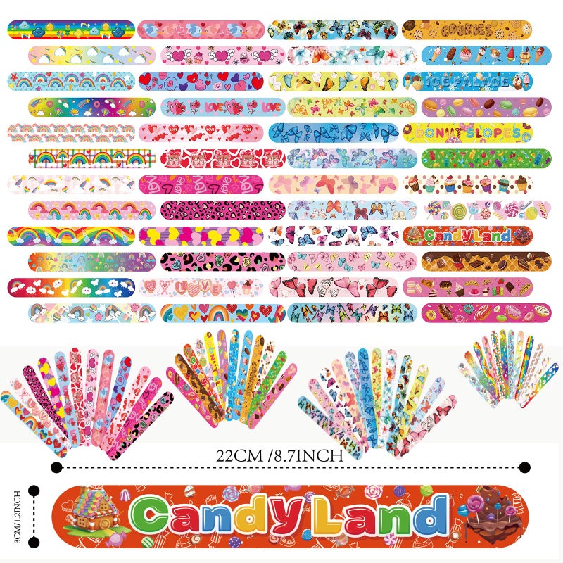 DimiGlobal Slap Bracelets Party Favors 48Pcs Slap Bracelets Bulk Party Snap Bracelets Gifts for kids Butterflies,Space multi-themed School Classroom Prizes Exchange (A:Butterflies,Rainbows,Hearts,Desserts) - Image 5