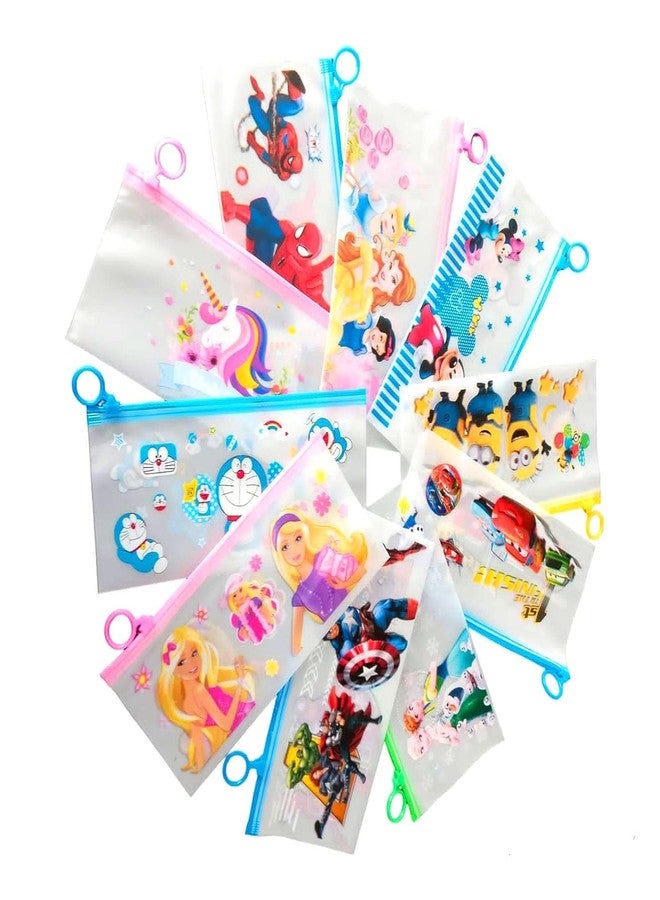 CAMPIO Multipurpose Waterproof Printed Zipper Pouches Document Holder/Cartoon Print Pen Pencil Case/Stationery Storage Bags/Cosmetic Pouch/Travel Organizer - (Pack of 50), Assorted - Image 1
