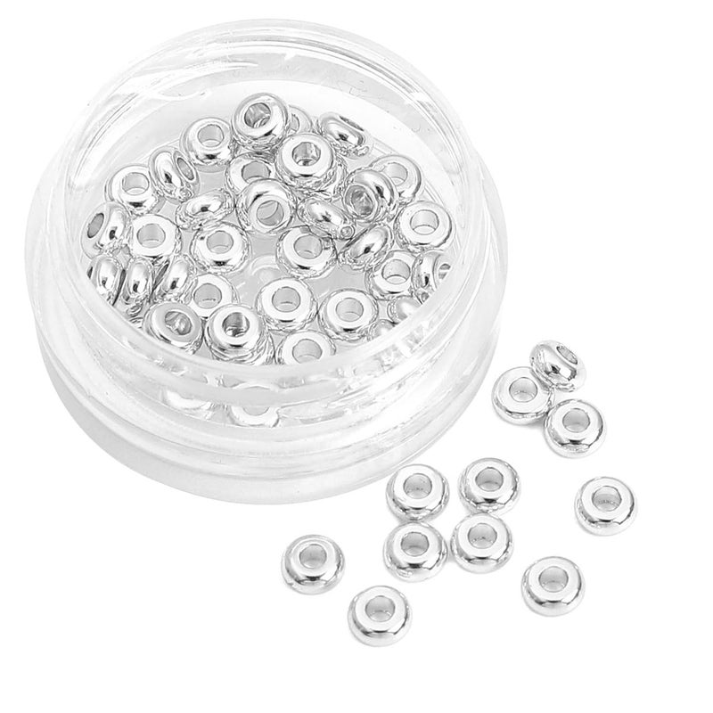 Beadia Silver Plated Roudelle Spacer Beads 4X1.8Mm 50Pcs For Jewelry Making Findings Non Tarnish - Image 1