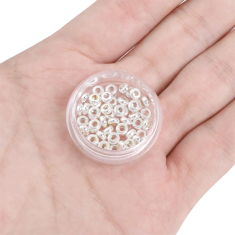 Beadia Silver Plated Roudelle Spacer Beads 4X1.8Mm 50Pcs For Jewelry Making Findings Non Tarnish - Image 5