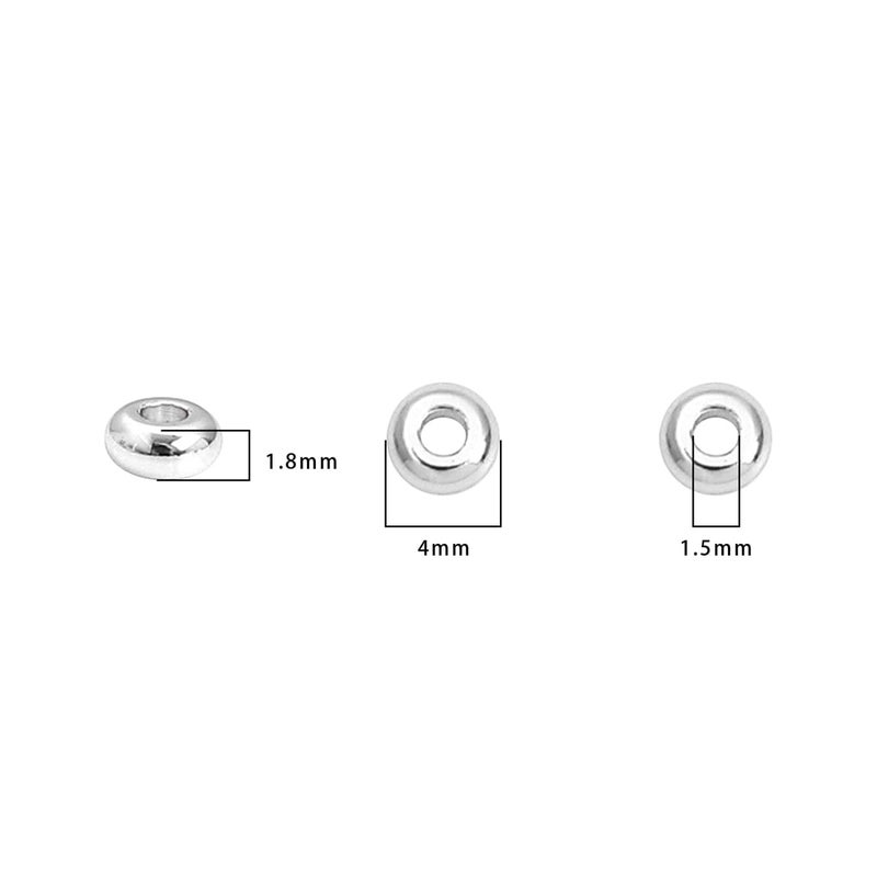 Beadia Silver Plated Roudelle Spacer Beads 4X1.8Mm 50Pcs For Jewelry Making Findings Non Tarnish - Image 2